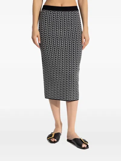 Michael Michael Kors Monogram-pattern Zip-back Skirt In Black