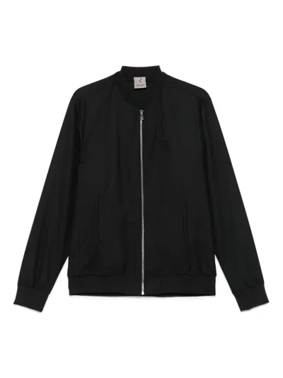 Rhun Logo-embroidered Zip-up Bomber Jacket In Black