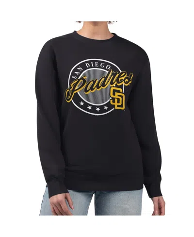G-iii 4her By Carl Banks Women's Black San Diego Padres Pinstripe Circle Team Fleece Pullover Sweatshirt In Black