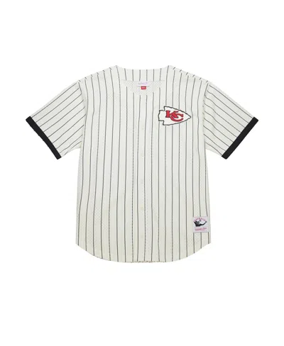 Mitchell & Ness Cream Kansas City Chiefs Final Seconds Vintage Logo Mesh Button-up Shirt In Yellow
