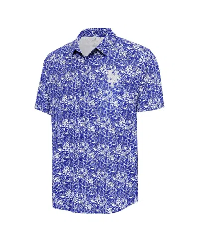 Antigua Men's Royal New York Mets Resort Button-up Shirt In Blue