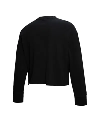 Mitchell & Ness Women's Black New York Knicks Hardwood Classics Studded Boxy Cropped Long Sleeve T-shirt In Black