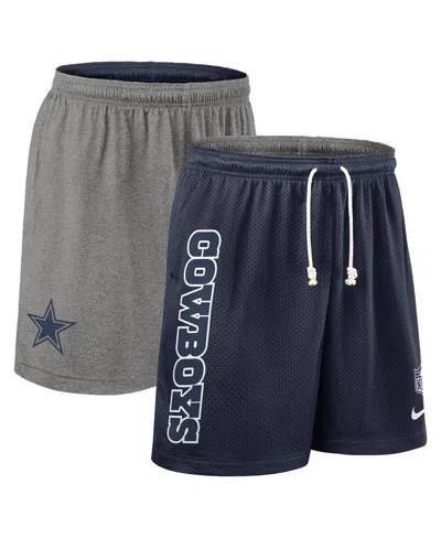 Nike Men's Navy Dallas Cowboys Sideline Reversible Performance Shorts In Multi