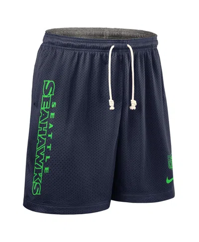 Nike Men's College Navy Seattle Seahawks Sideline Reversible Performance Shorts In Blue