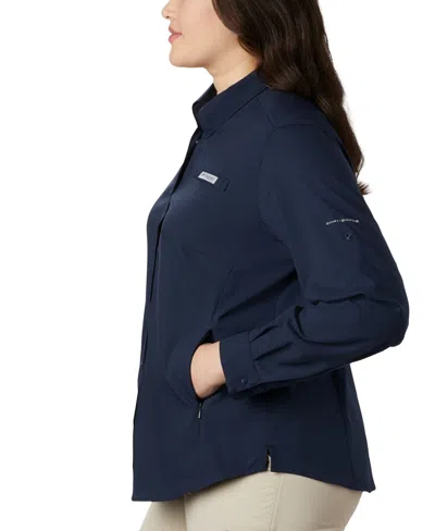 Columbia Plus Size Tamiami Long Sleeve Shirt In Blue