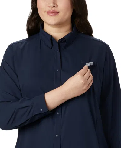 Columbia Plus Size Tamiami Long Sleeve Shirt In Blue