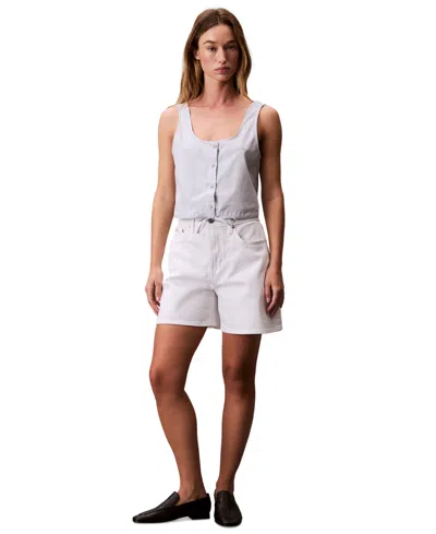 Calvin Klein Jeans Est.1978 Calvin Klein Women's Poplin Button-down Top In Gray