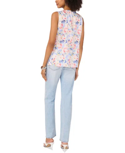 Vince Camuto Floral Ruffle Detail Sleeveless Top In Multi