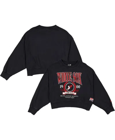 New Era Women's Black Chicago White Sox 2025 City Connect Cropped Enzyme Wash Pullover Sweatshirt In Black