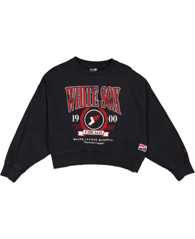 New Era Women's Black Chicago White Sox 2025 City Connect Cropped Enzyme Wash Pullover Sweatshirt In Black