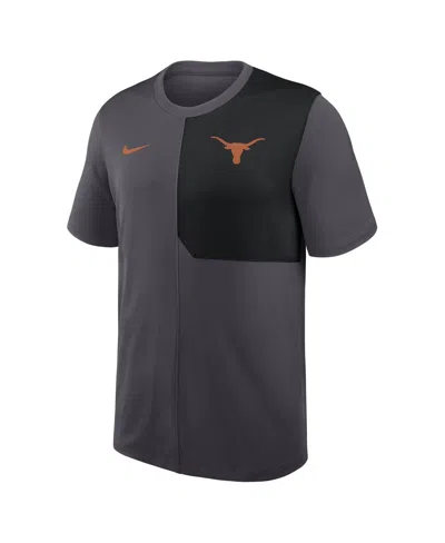 Nike Men's Anthracite Texas Longhorns 2025 Sideline Uv Performance Coach T-shirt In Black
