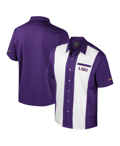 Colosseum Purple Lsu Tigers Strike Bowling Button-up Shirt