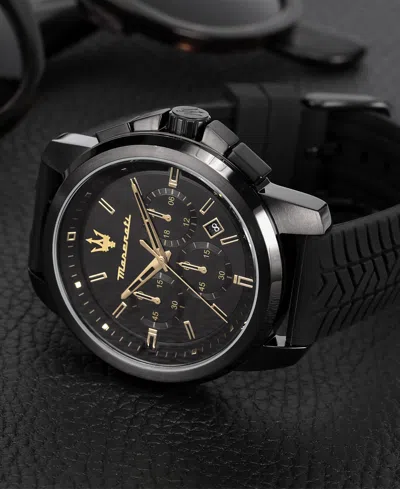 Maserati Men's Chronograph Black Silicone Watch, 44mm