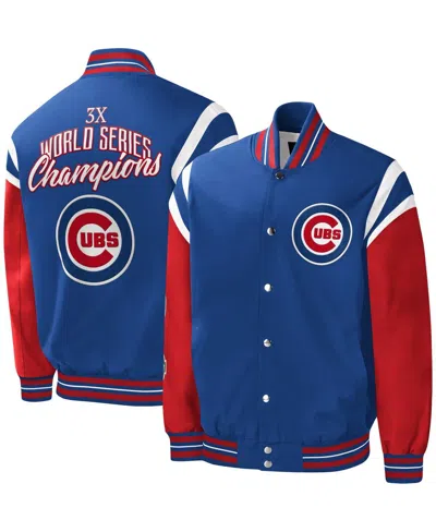 G-iii Sports By Carl Banks Royal Chicago Cubs Title Holder Full-snap Varsity Jacket In Blue