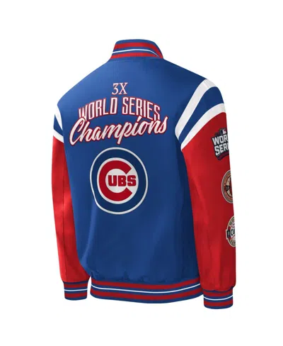 G-iii Sports By Carl Banks Royal Chicago Cubs Title Holder Full-snap Varsity Jacket In Blue