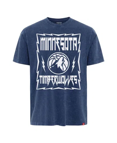 Sportiqe Men's And Women's Blue Minnesota Timberwolves Distressed Rock Roll Collection Angus Premium Mineral 