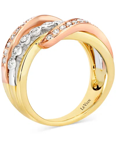 Le Vian Nude Diamond Multirow Crossover Ring (3/4 Ct. T.w.) In 14k Tricolor Gold