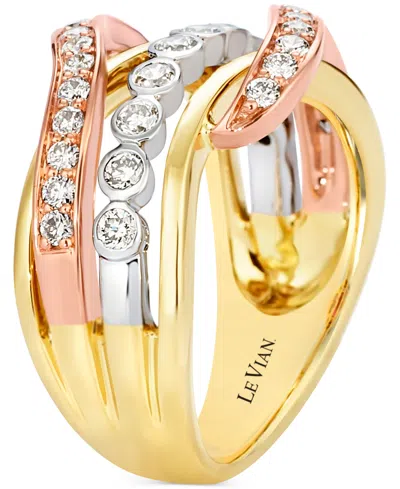 Le Vian Nude Diamond Multirow Crossover Ring (3/4 Ct. T.w.) In 14k Tricolor Gold