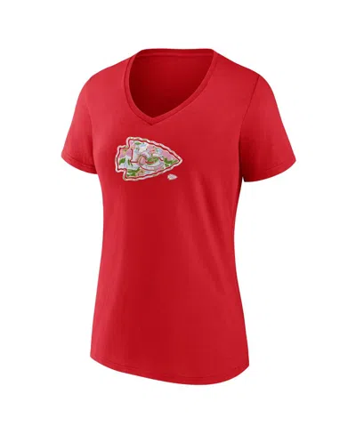 Fanatics Women's Red Kansas City Chiefs Plus Size Mother's Day Floral V-neck T-shirt In Red