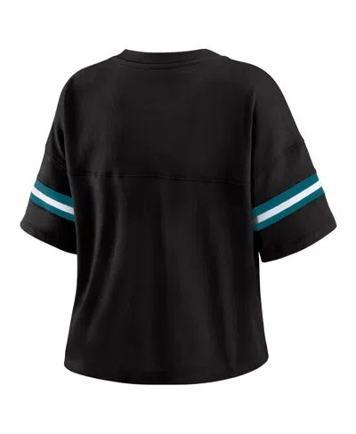 Wear By Erin Andrews Black/white Jacksonville Jaguars Plus Size Color Block Boxy T-shirt In Black
