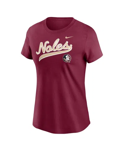 Nike Florida State Athletic Prep Arch Local Script  Women's College T-shirt In Burgundy