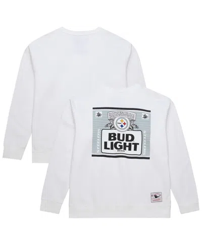 Mitchell & Ness X Bud Light Men's White Pittsburgh Steelers The Crest Pullover Sweatshirt In White