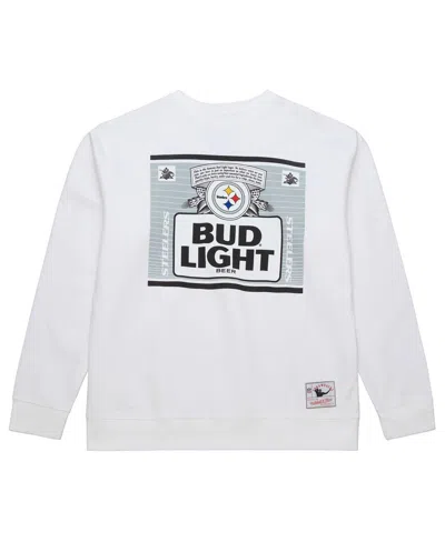 Mitchell & Ness X Bud Light Men's White Pittsburgh Steelers The Crest Pullover Sweatshirt In White