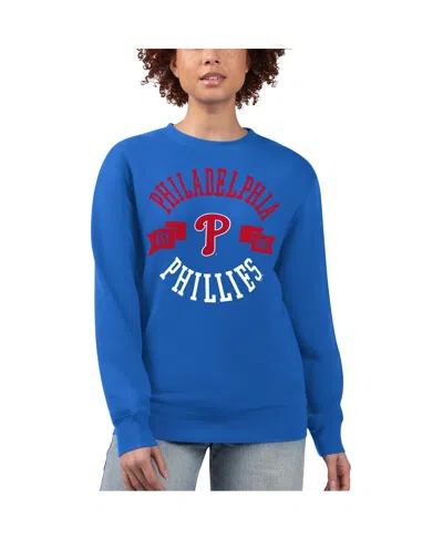 G-iii 4her By Carl Banks Women'sâ Royal Philadelphia Phillies Team Logo Fleece Pullover Sweatshirt In Blue
