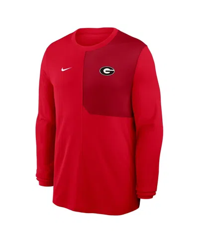 Nike Men's Red Georgia Bulldogs 2025 Sideline Coach Uv Performance Long Sleeve T-shirt In Red
