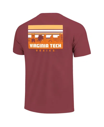 Image One Maroon Virginia Tech Hokies Striped Campus Skyline T-shirt In Red
