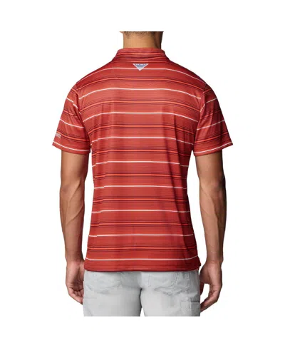 Columbia Men's Orange Virginia Tech Hokies Pfg Super Terminal Tackle Omni-shade Stripe Polo Shirt In Red