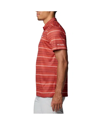 Columbia Men's Orange Virginia Tech Hokies Pfg Super Terminal Tackle Omni-shade Stripe Polo Shirt In Red