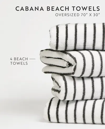 Ienjoy Home Cabana Stripe Cotton Beach Towels Set, 30" X 70" In White