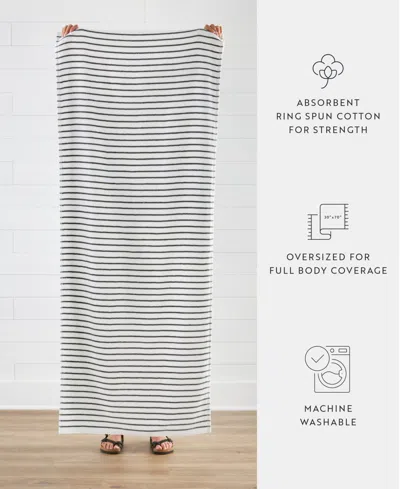 Ienjoy Home Cabana Stripe Cotton Beach Towels Set, 30" X 70" In White