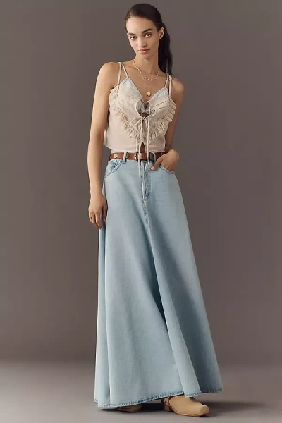 Agolde Odin Exaggerated Denim Maxi Skirt In Blue
