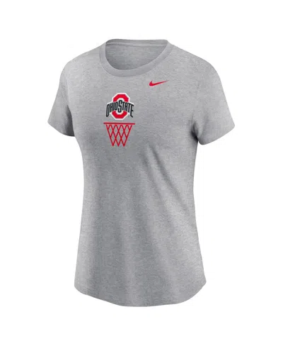 Nike Women's Heather Gray Ohio State Buckeyes Offensive Rebound T-shirt In Gray