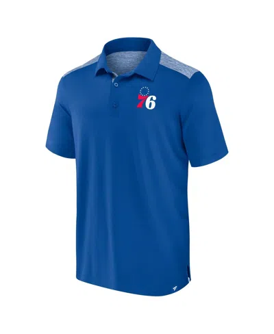Fanatics Men's Royal Philadelphia 76ers Iconic Brushed Blocked Polo Shirt In Blue