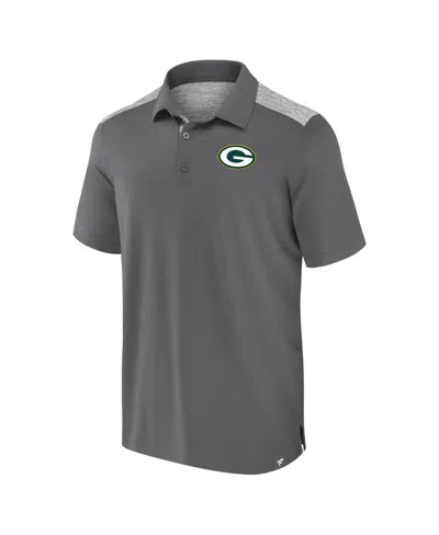 Fanatics Men's Gray Green Bay Packers Long Shot Polo Shirt In Gray