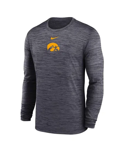 Nike Men's Black Iowa Hawkeyes 2025 Sideline Velocity Performance Long Sleeve T-shirt In Black