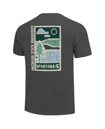 Image One Men's Graphite Michigan State Spartans Comfort Colors Minimal Vista Distressed Graphics T-shirt In Gray