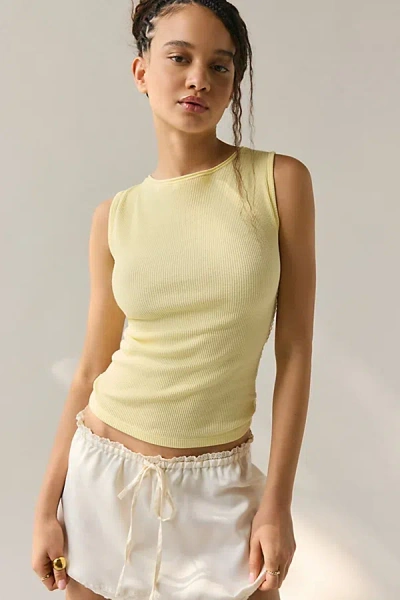 Bdg Bonnie Lace Side-stripe Ribbed Knit Tank Top In Yellow, Women's At Urban Outfitters