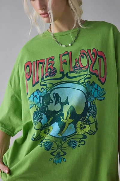 Urban Outfitters Pink Floyd Graphic Cotton T-shirt Dress In Lime, Women's At  In Green