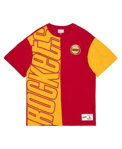 Mitchell & Ness Men's Red/gold Houston Rockets Play By Play 2.0 T-shirt In Multi