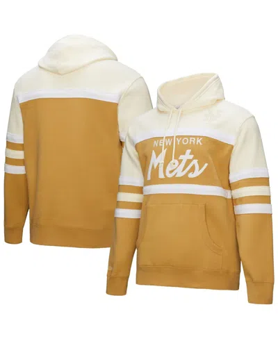 Mitchell & Ness Men's Tan/cream New York Yankees Head Coach Pullover Hoodie In Multi