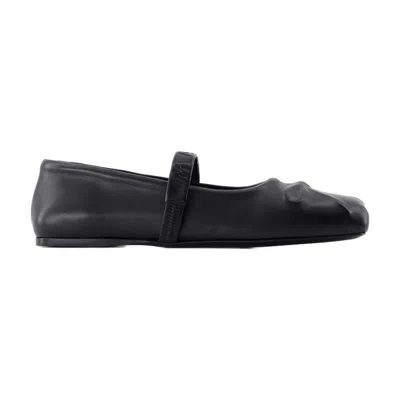 Marni Black Ballerinas With Embossed Bow Detail On The Front In Leather Woman In Black