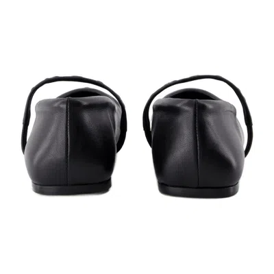 Marni Black Ballerinas With Embossed Bow Detail On The Front In Leather Woman In Black