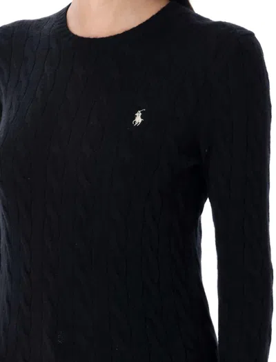 Polo Ralph Lauren Classic Cable Knit Sweater With Fitted Silhouette In Black