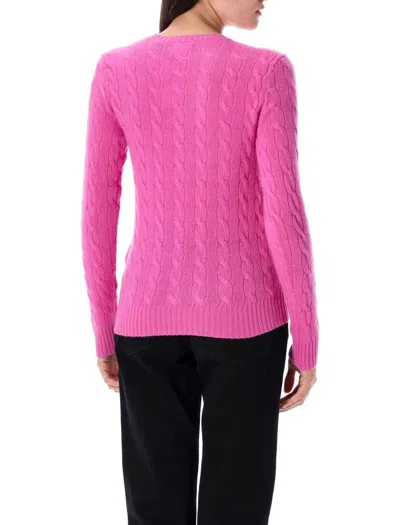 Polo Ralph Lauren Cable Knit Sweater With Round Neckline And Long Sleeves In Pink