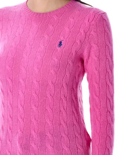 Polo Ralph Lauren Cable Knit Sweater With Round Neckline And Long Sleeves In Pink