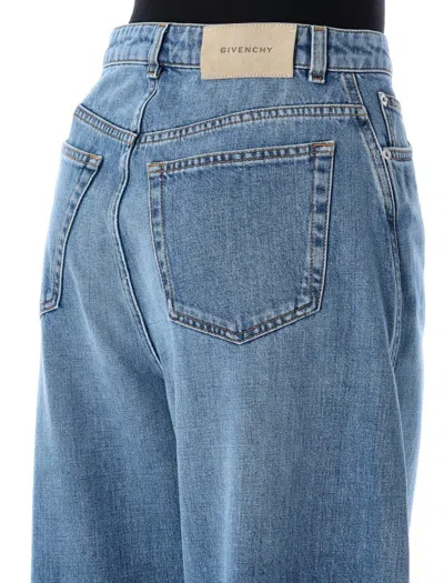 Givenchy Blue Jeans With Logo Patch On The Rear And Wide Leg In Denim Woman In Blue